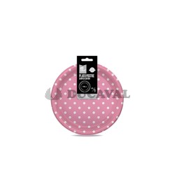 Plato rosa baby lunar blanco 18cm 6ud | Ducaval | Envío 24/48h